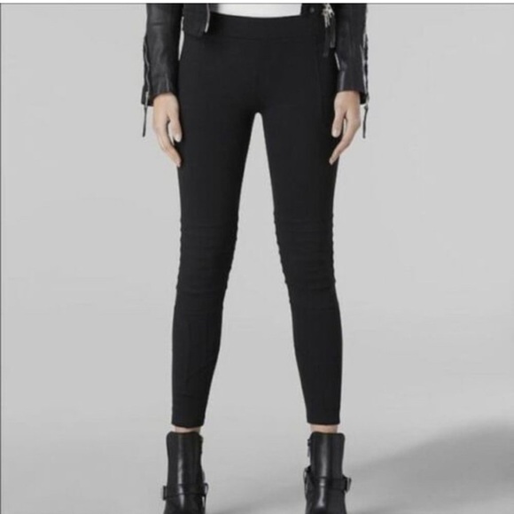 Allsaints Ridley Black Leggings Size 8 Moto Stretchy Rock. - Picture 1 of 8